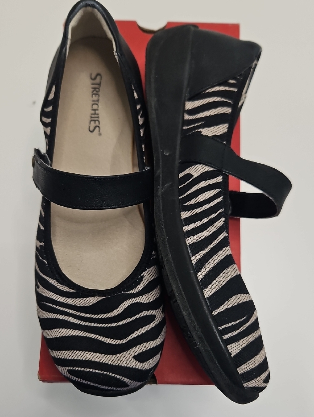 Black Zebra-Print Mary Jane Flats
